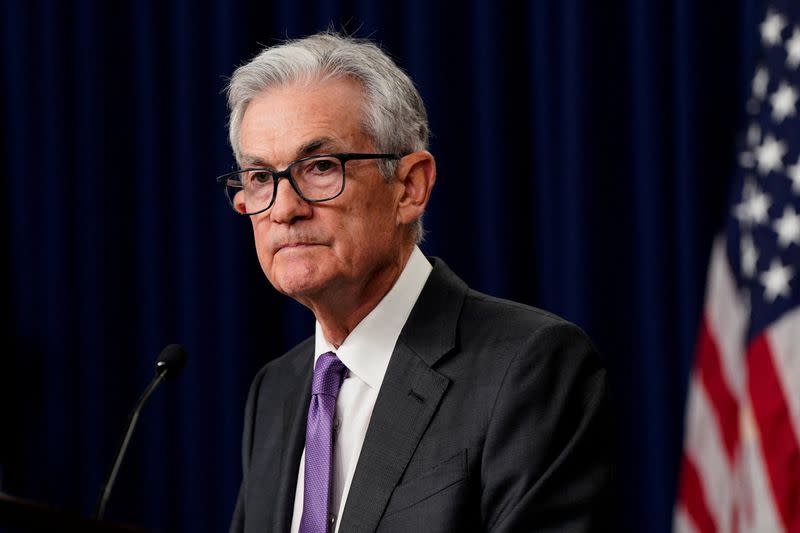 FILE PHOTO: U.S. Federal Reserve Chair Jerome Powell holds a news conference in Washington