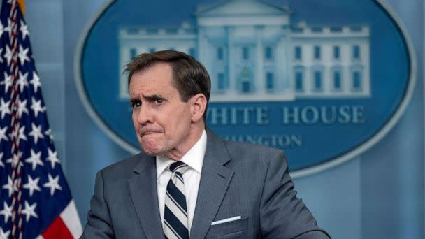 PHOTO: National Security Council Coordinator for Strategic Communications John Kirby speaks during the daily press briefing in the James S Brady Press Briefing Room of the White House in Washington, DC, on March 2, 2023. (Andrew Caballero-reynolds/AFP via Getty Images)