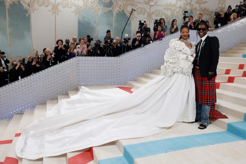 Rihanna and A$AP Rocky attend the Met Gala in New York City on May 1, 2023.
