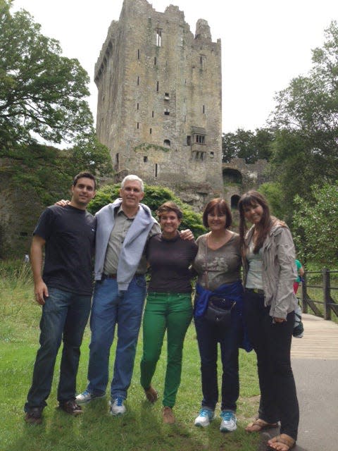 Then-Indiana Gov. Mike Pence and First Lady Karen Pence and their three children are shown in front of Blarney Castle in 2013.