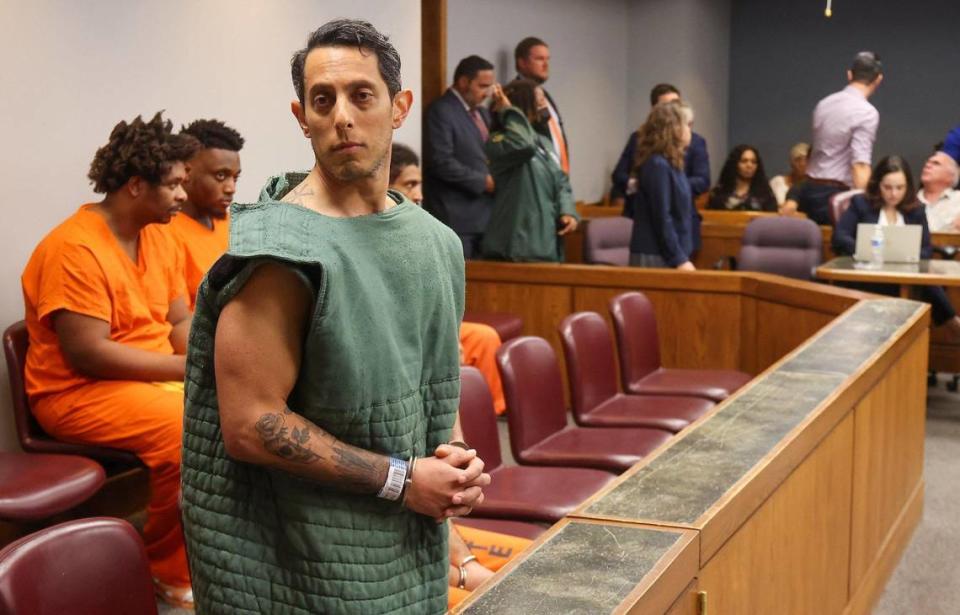 Oscar Olea waits to be returned to jail after his appearance in Judge Alberto Milian’s courtroom  on Monday, Feb. 4, 2024.