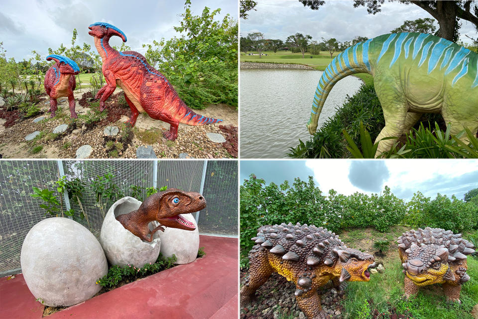 Dinosaurs seen on display along the Changi Airport Connector's "Jurassic Mile" on Sunday (11 October). (PHOTOS: Dhany Osman / Yahoo News Singapore)