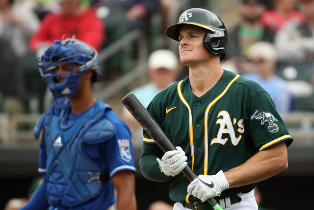 Matt Chapman of the Oakland Athletics bats against the San