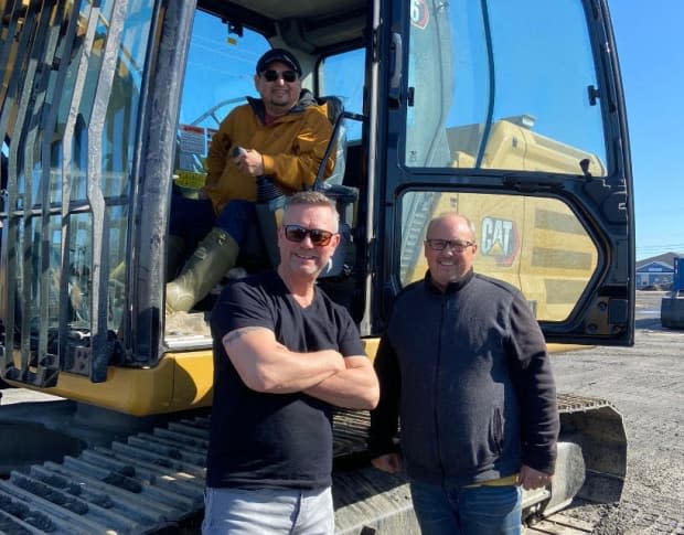 Greg Penney, Dean Joyce, and Innu Nation Grand Chief Etienne Rich are optimistic about the new timber deal.  (Submitted by Greg Penney - image credit)