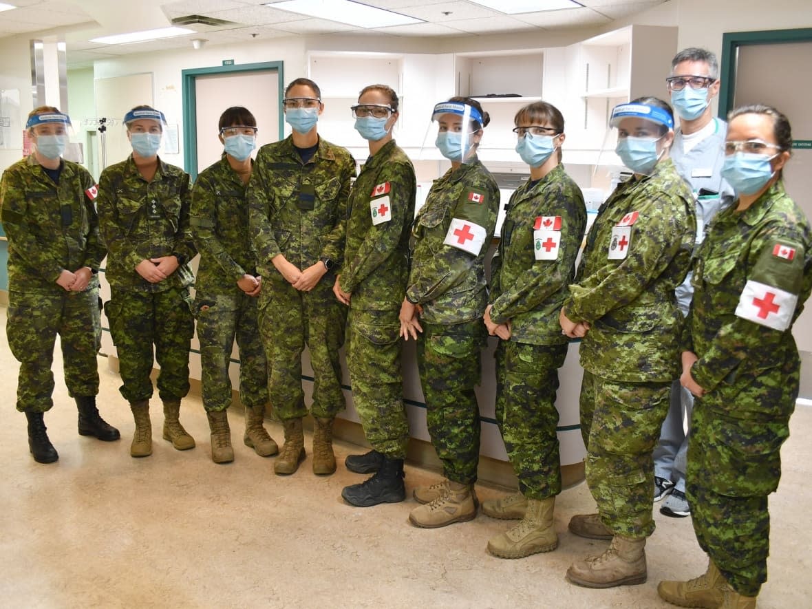 Canadian Armed Forces critical care nursing officers and a CAF Senior Nursing Officer in Edmonton to help Alberta Health Services. Officials confirmed Armed Forces personnel will be assisting in Saskatchewan.  (Alberta Health Services - image credit)