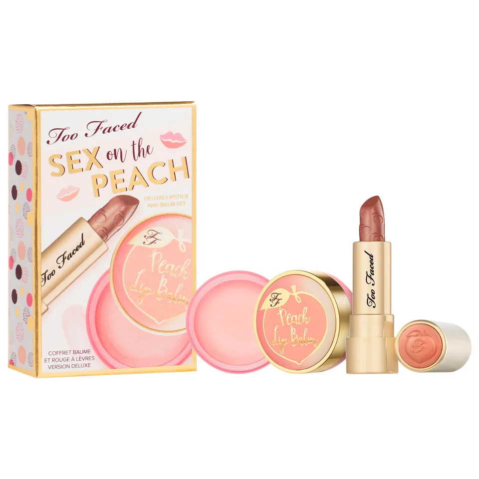 TOO FACED Sex on the Peach Deluxe Lipstick and Balm Set