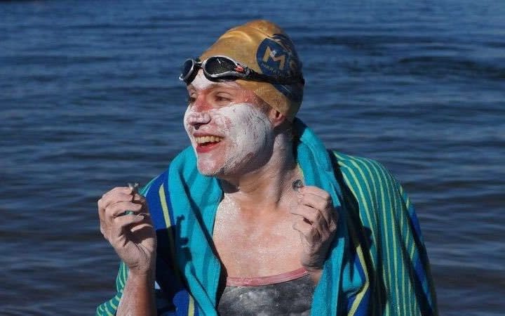 Sarah Thomas swam for 54 hours - from England to France, to England, to France and back to England without stopping - @LewisPugh/Lewis Pugh/Twitter