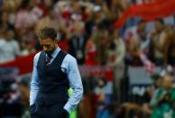 Soccer Football - World Cup - Semi Final - Croatia v England - Luzhniki Stadium, Moscow, Russia - July 11, 2018 England manager Gareth Southgate looks dejected after the match REUTERS/Kai Pfaffenbach