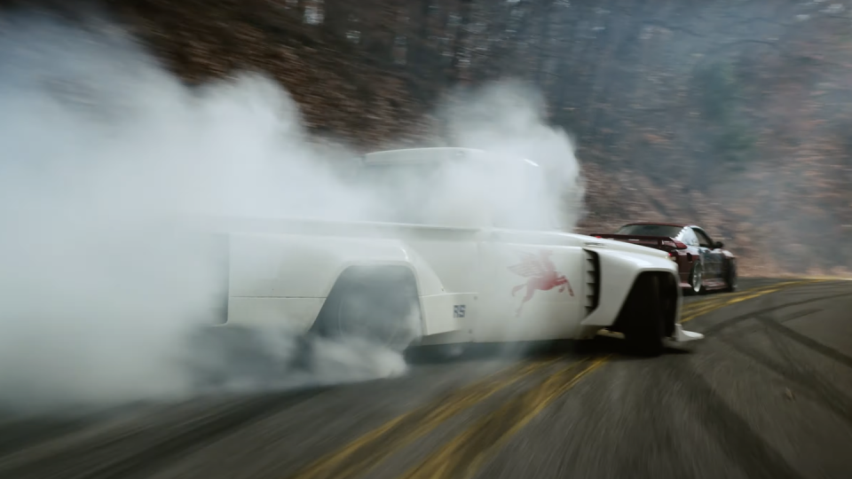 ryan tuerck drifitng toyota stout truck in appalachia