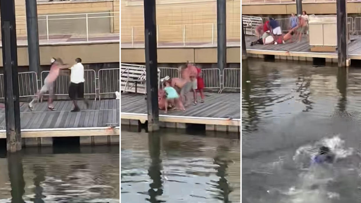 Images of the massive fight that broke out on the dock of Riverfront Park in Montgomery, Ala. 