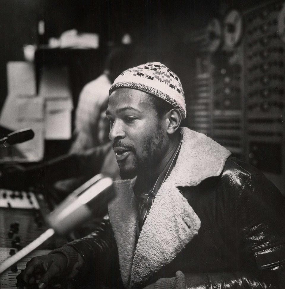 Marvin Gaye, photographed in the Motown studio console room in early 1971 by Gordon Staples, concertmaster of the Detroit Symphony Orchestra.