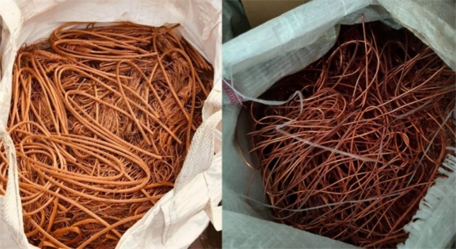 有網友收集了22袋的剝皮紅銅線放在自家門口，不料遭資源回收伯全部搬走。（圖／截自爆怨公社）