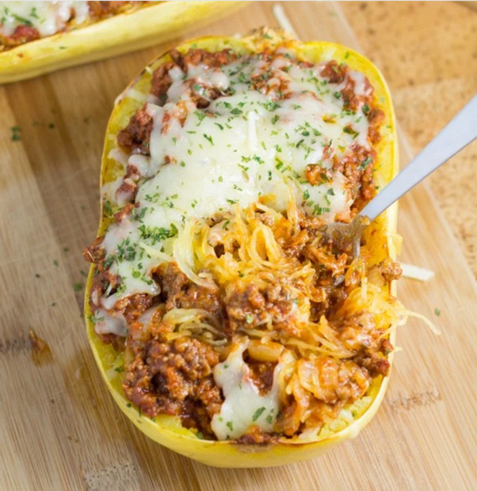 Baked Spaghetti Squash with Tomato Meat Sauce