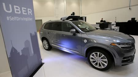 Uber's Volvo XC90 self driving car is shown during a demonstration of self-driving automotive technology in Pittsburgh, Pennsylvania, U.S. September 13, 2016. REUTERS/Aaron Josefczyk