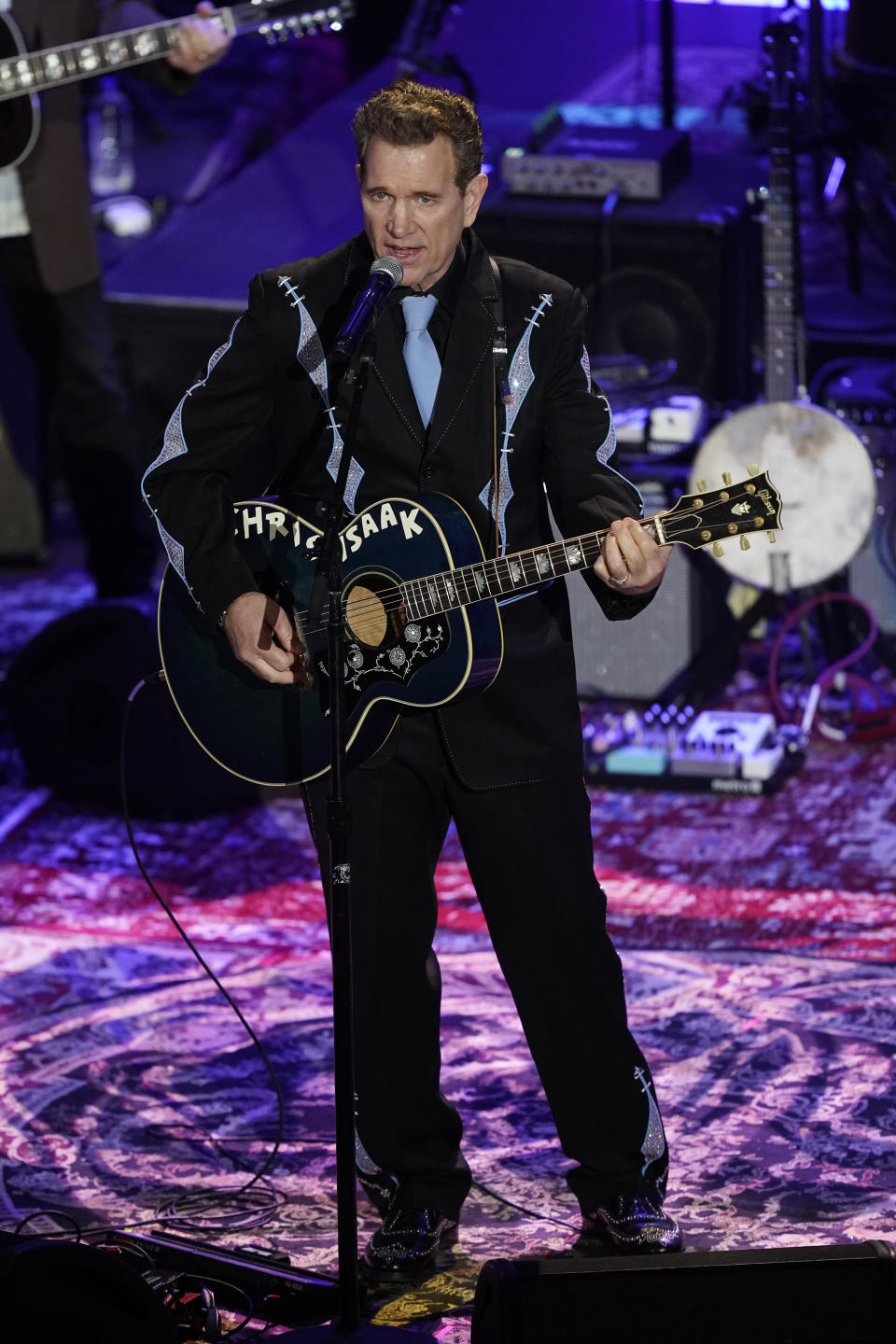 Chris Isaak performs at the Americana Honors & Awards show Wednesday, Sept. 14, 2022, in Nashville, Tenn. (AP Photo/Mark Humphrey)