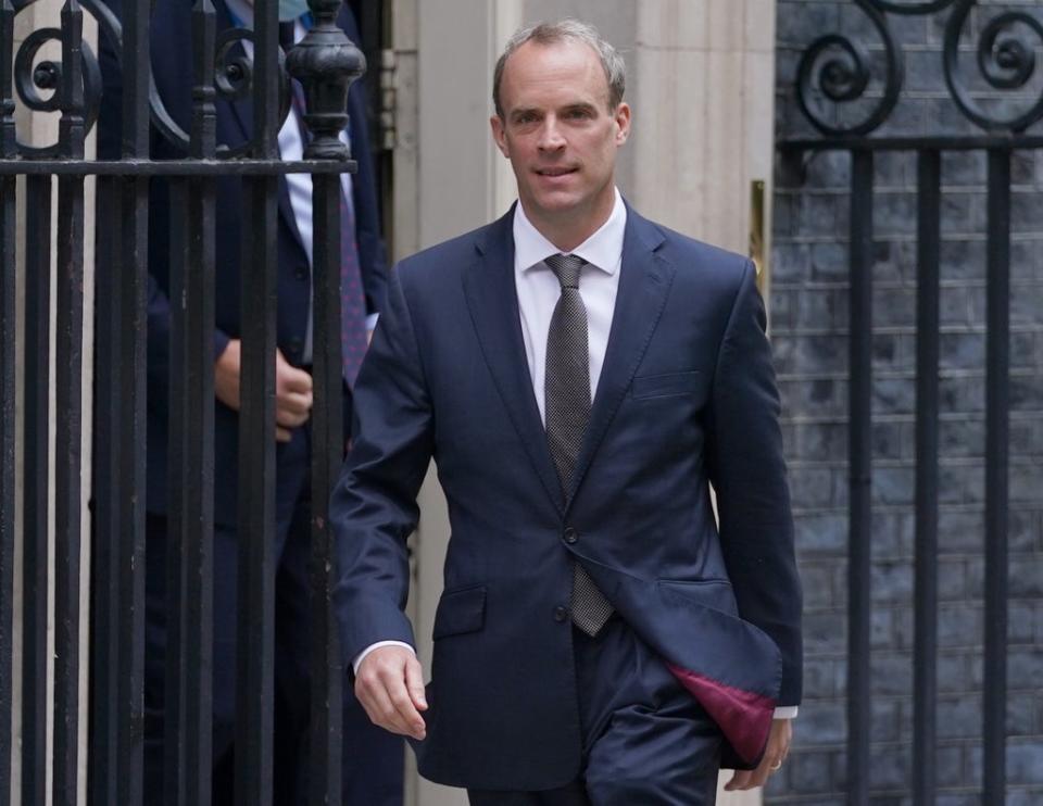 Dominic Raab leaving Downing Street (PA) (PA Wire)