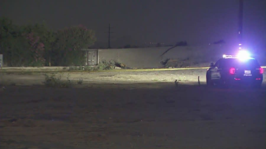 The area where the body was found was described as a remote neighborhood just north of the 210 Freeway. (KTLA)