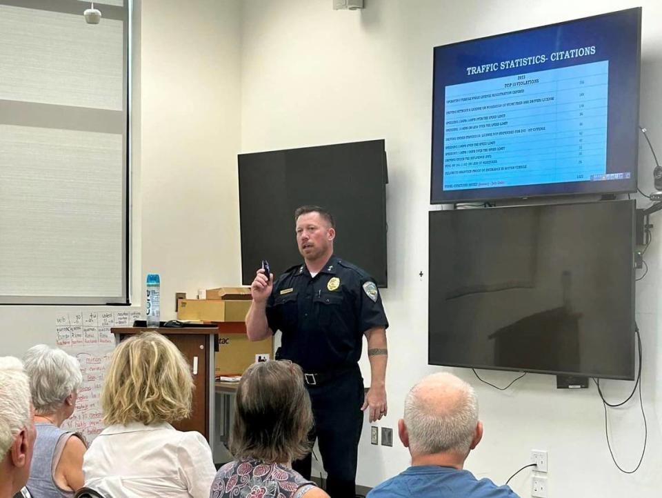 Bluffton Chief of Police Joseph Babkiewicz hosted a community safety discussion the evening of Aug. 21 in response to rising traffic fatalities in the Bluffton area.