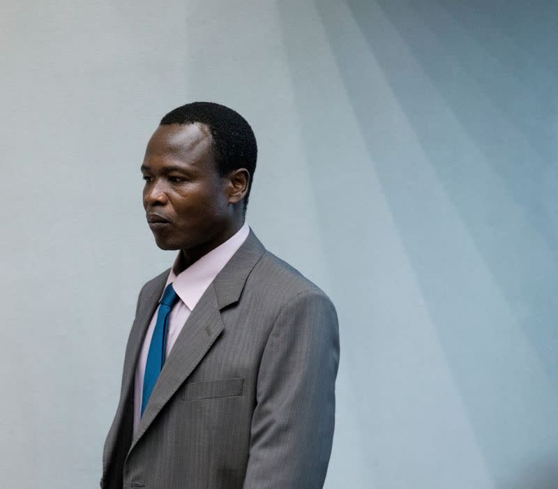 FILE PHOTO: Dominic Ongwen, a senior commander in the Lord's Resistance Army enters the court room of the International Court in The Hague