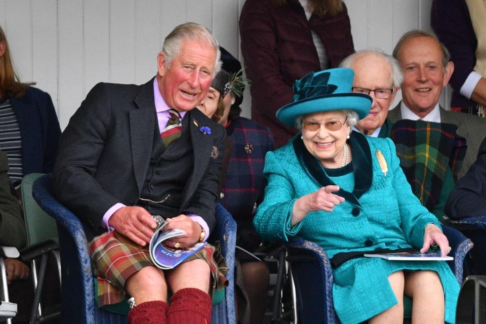 Prince Charles and Queen Elizabeth at the Braemar Highland Gathering in Scotland in 2018