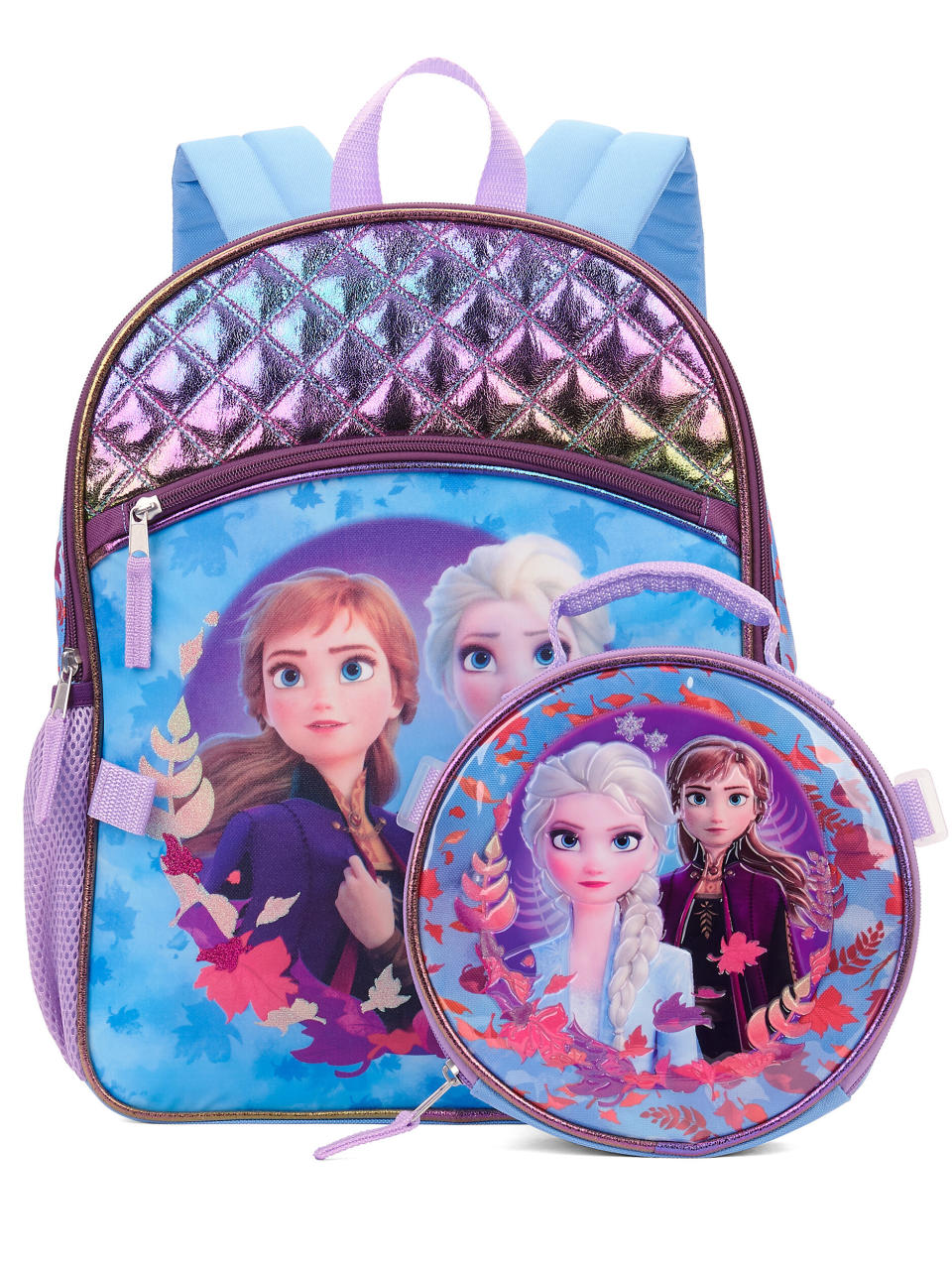 Find <a href="https://fave.co/3g7zbpl" target="_blank" rel="noopener noreferrer">this "Frozen 2" Elsa and Anna backpack with lunch bag</a> for $15 at <a href="https://fave.co/3g7zbpl" target="_blank" rel="noopener noreferrer">Walmart</a>.