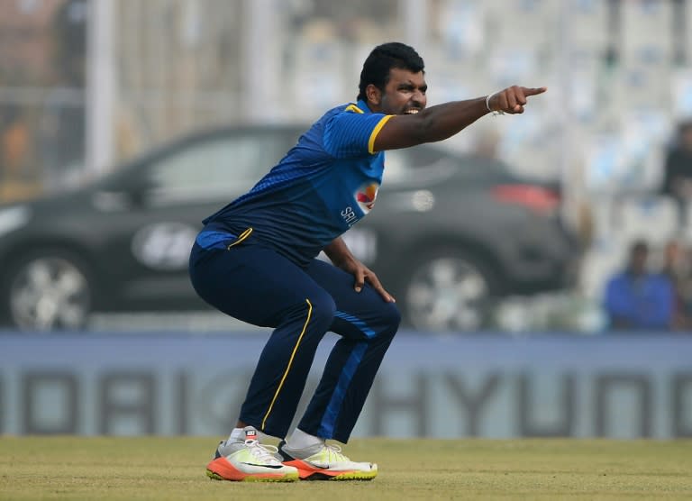 Dinesh Chandimal will lead Sri Lanka in the absence of Angelo Mathews (pictured) who is recovering from a hamstring injury in this week's tri-nation Twenty20 series