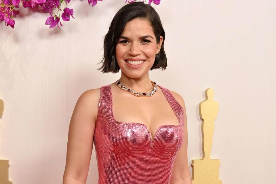 <p>George Pimentel/Shutterstock</p> America Ferrera at 2024 Oscars