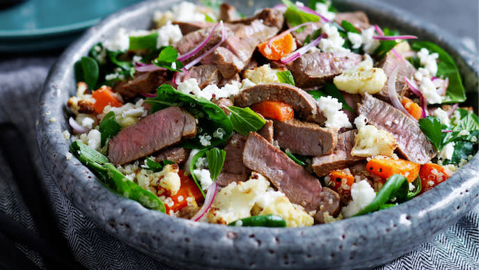 Lamb Salad With Cauliflower, Carrot And Quiona