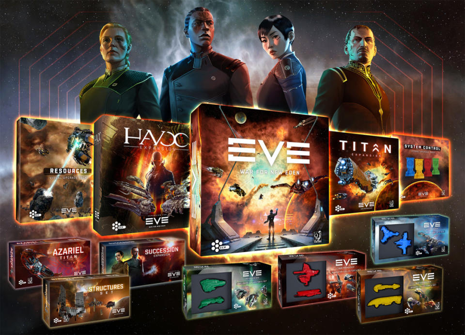 EVE: War for New Eden plus all of its expansions is a huge 4X strategy tabletop game.<p>Titan Forge</p>