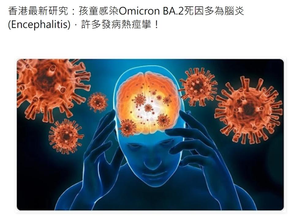 香港研究指出，Omicron BA.2導致更多幼童住院。（圖／翻攝蘇一峰Blogger）