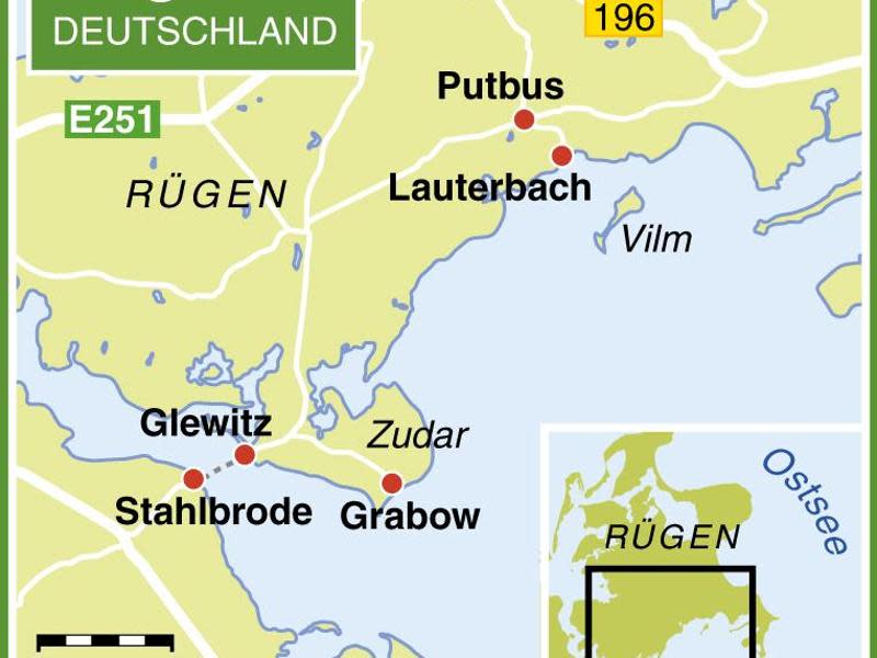 Die Halbinsel Zudar und das Örtchen Putbus im Süden von Rügen sind eine Reise Wert. Foto: dpa-infografik