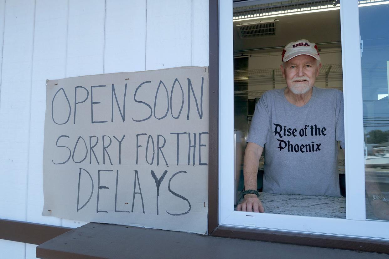 Jerry LaCrosse stands inside the new Wunder Wiener trailer along Atlantic City Boulevard in the Bayville section of Berkeley Township. He reopened his hot dog cart in September, five years after the original was destroyed in a car accident.