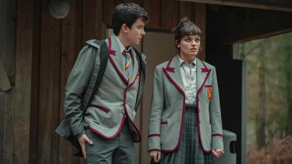 Sex Education Season 3. Asa Butterfield as Otis Milburn, Emma Mackey as Maeve Wiley in Episode 5 of Sex Education Season 3. Cr. Sam Taylor/NETFLIX © 2020