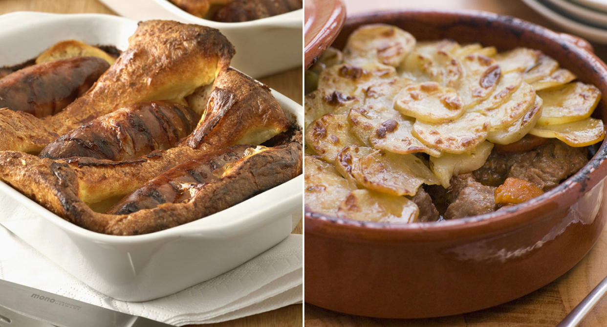 Meals like toad in the hole (left) and Lancashire hot pot aren’t as popular as they used to be (Rex)