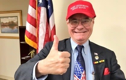 Randy Voepel sports a MAGA hat. He is the grandfather of mass shooting suspect Anderson Lee Aldrich (Randy Voepel/ Twitter)