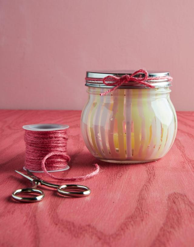 Old Fashion Milk Jar And Mason Jar With Big Red Paper Striped