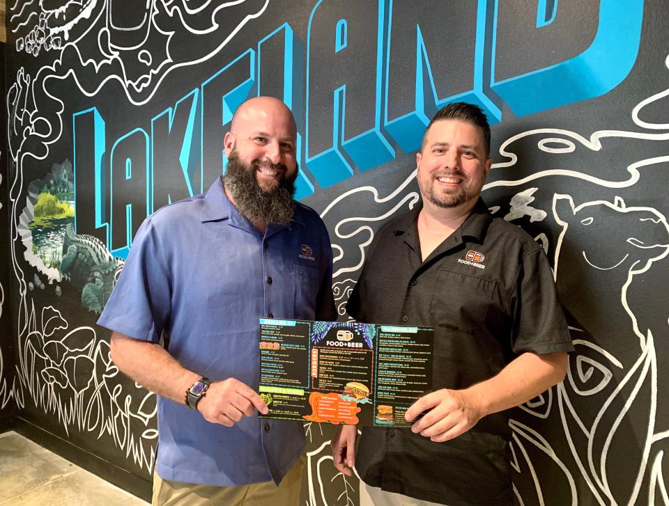 Food + Beer owners Casey Daniels, 46, and Mike Whalen, 41, brought their Sarasota-based restaurant and sports bar to Lakeland Aug. 21 opening inside Merchants Walk at 3615 S. Florida Ave., Ste 1350.