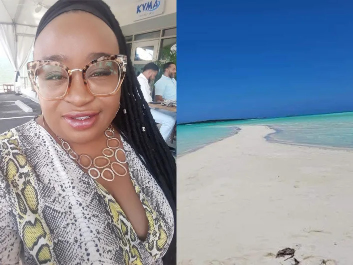 Nicole Bedford selfie on left, Exuma on right