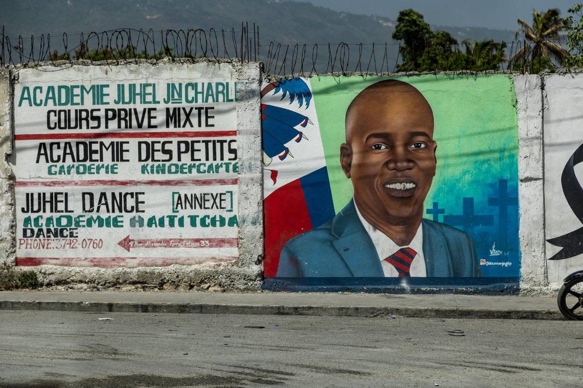 One of many murals in Port-au-Prince, Haiti, depicting assassinated former President Jovenel Moïse. He was killed on July 7, 2021.