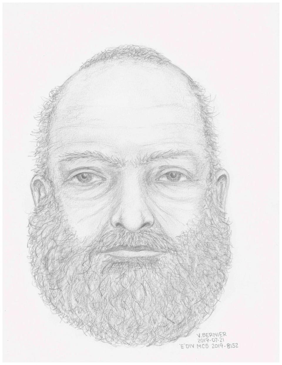 Police released this composite sketch of the man whose body was found near the missing men's car.