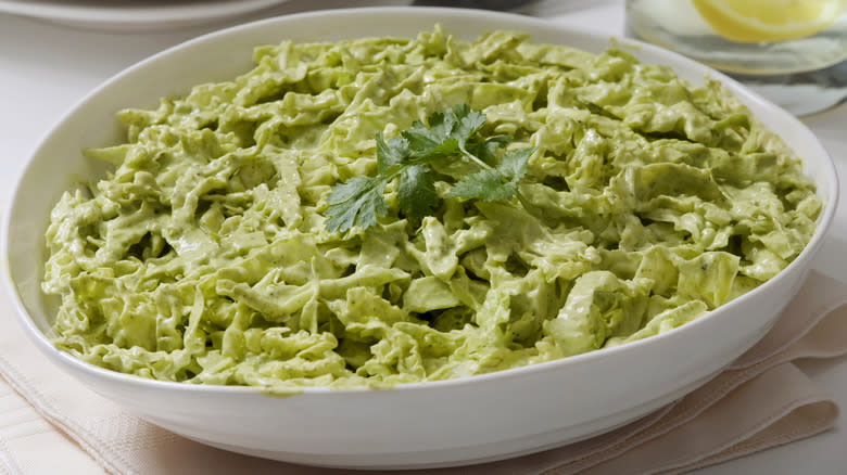 Green goddess pasta in bowl