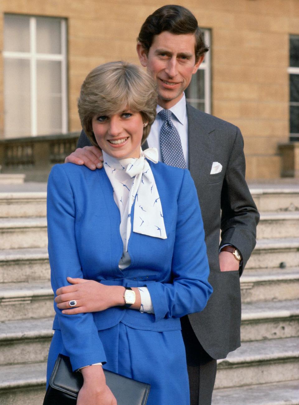 Prince Charles And Lady Diana Spencer (later To Become Princess Diana) At Buckingham Palace On The Day Of Announcing Their Engagement