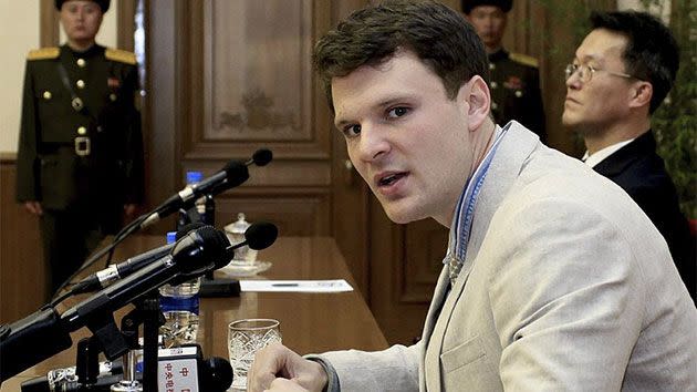 Otto Warmbier was caught out by his North Korean tour guide, identified as Mr Byon. Photo: REUTERS