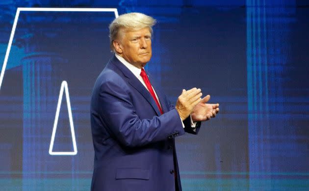 Former President Donald Trump leaves after speaking during the 152nd National Rifle Association (NRA) annual Convention at the Indiana Convention Center in Indianapolis, Indiana, on April 14, 2023. When Fox News called Arizona for Biden in 2020, it was a shock to Trump supporters and Fox viewers. 