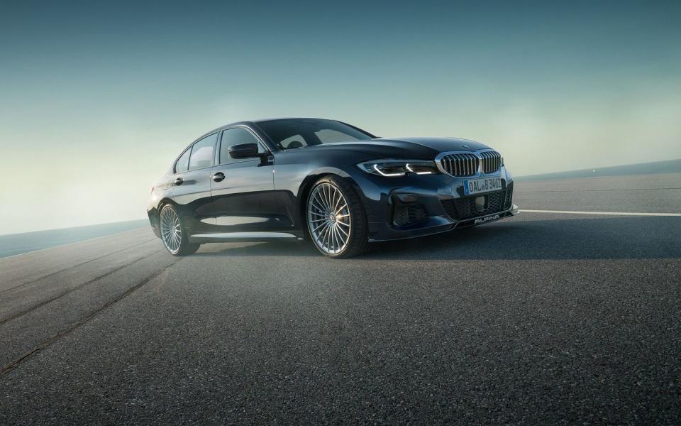 <p>BMW revealed a <a href="https://www.caranddriver.com/news/a29566592/bmw-alpina-b3-sedan-photos-info/" rel="nofollow noopener" target="_blank" data-ylk="slk:new 462-hp 3-series;elm:context_link;itc:0;sec:content-canvas" class="link ">new 462-hp 3-series</a> during the Tokyo motor show. We're told it's capable of a 3.8-second 60-mph run, and if you never lift, it reaches a top speed of 188 mph. The twin-turbo 3.0-liter inline-six under the hood bolts to a ZF eight-speed automatic. The Alpina B3 has all-wheel drive courtesy of BMW's xDrive system. On the inside, the B3 has hand-stitched Lavalina leather, metal emblems in its floor mats, and Alpina doorsills. The only sad part to this story is that the B3 goes on sale next year for European customers and won't come to the U.S.</p>