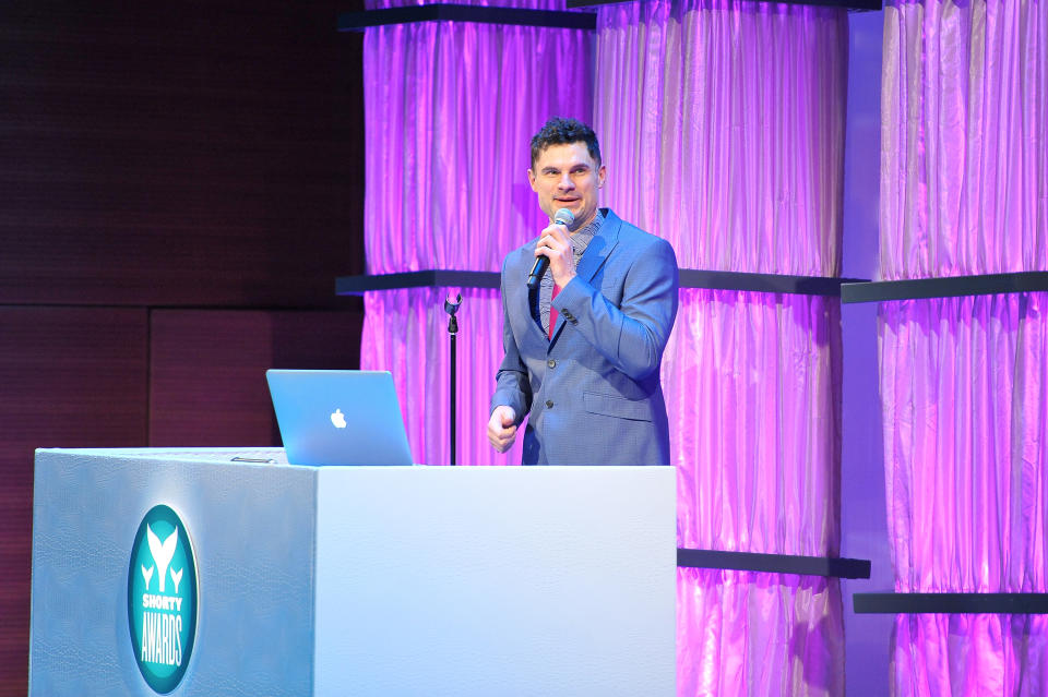 Flula Borg speaks onstage at The 8th Annual Shorty Awards on April 11, 2016. (Photo by D Dipasupil/Getty Images for The Shorty Awards)