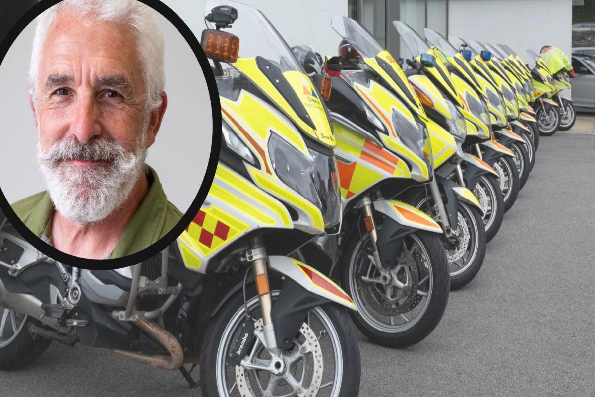 A fleet of blood bikes escorted the hearse carrying Ian's coffin to Camborne <i>(Image: Cornwall Blood Bikes)</i>