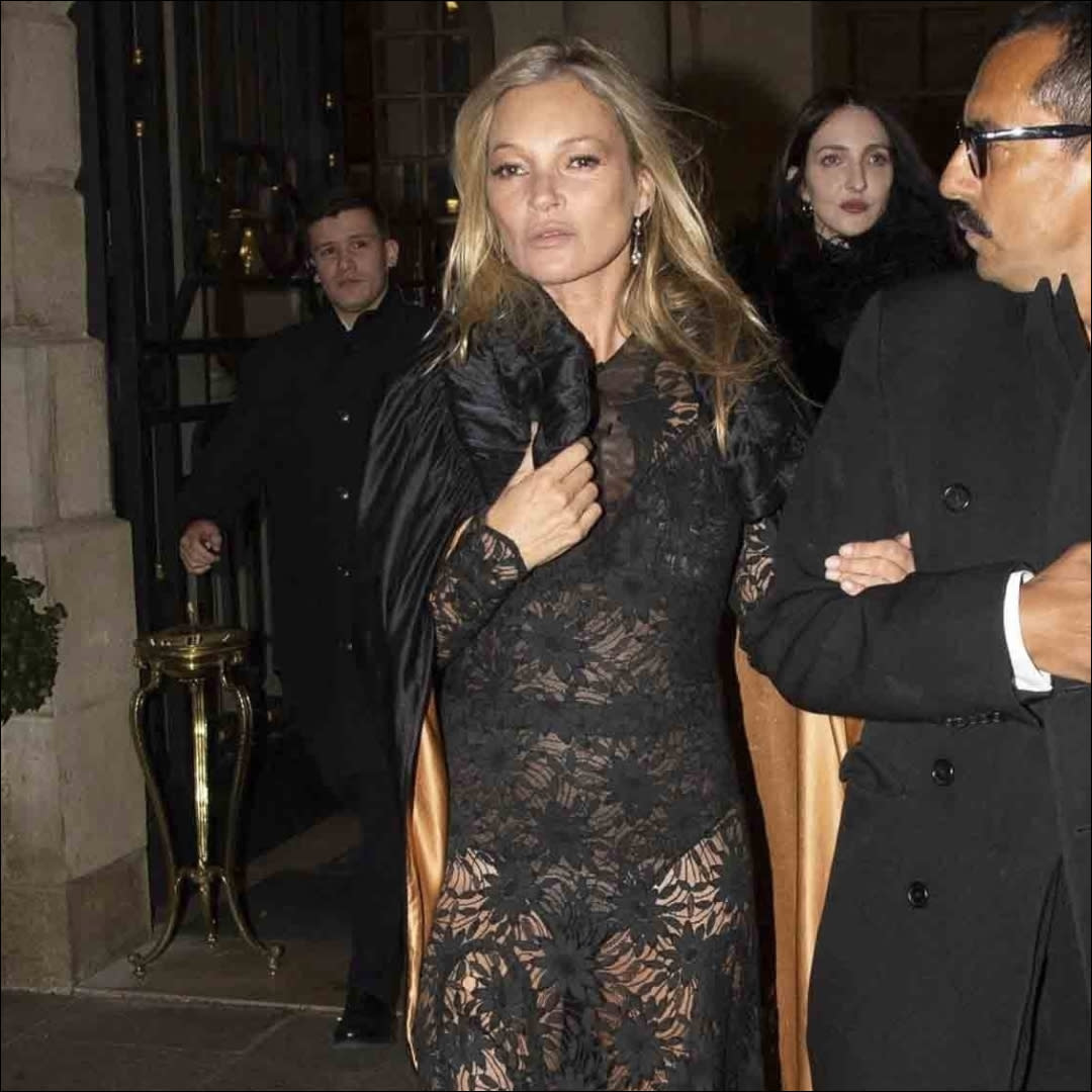  Kate moss in her sheer birthday dress. 