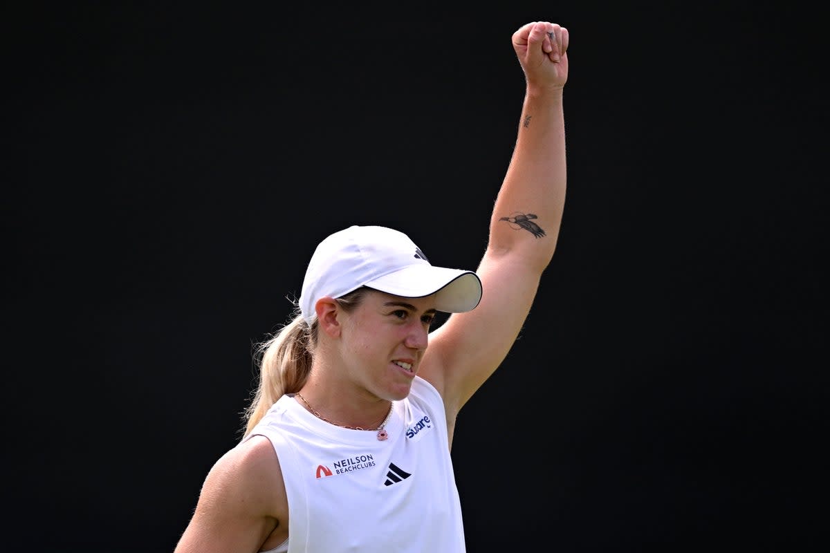 Sonay Kartal celebrates winning her second-round match at Wimbledon on Wednesday (Getty Images)