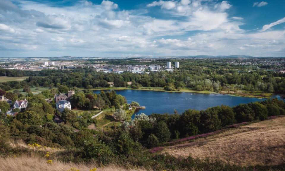 View of Duddingston Loch and Edinburgh.